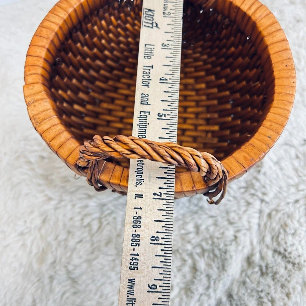 Wicker Basket with Handles Cottagecore Farmhouse Decor Small Storage Basket‎